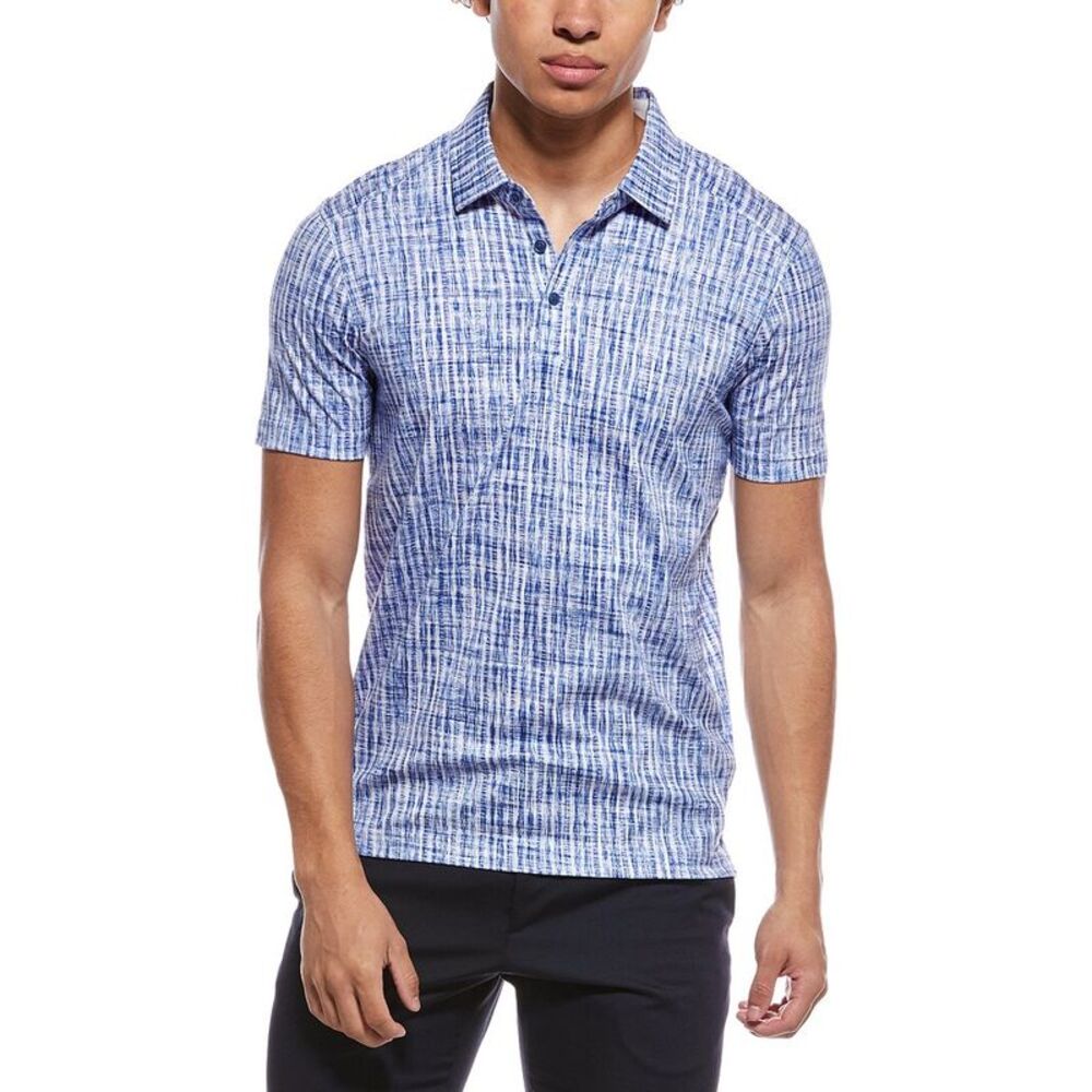 Raffi Mens  Brushed Gingham Polo Shirt, Blue